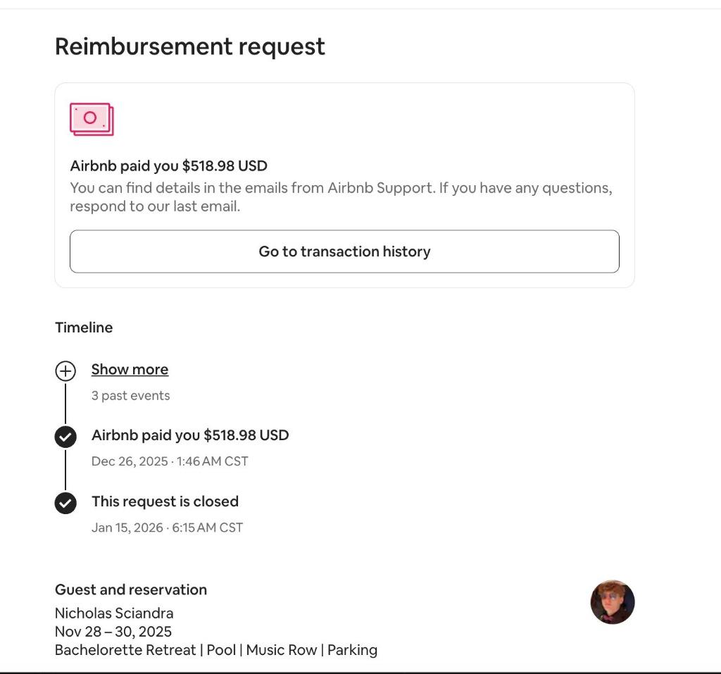 Airbnb Reimbursement Proof $518